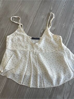 Brandy Melville Cream Floral Peplum Camisole